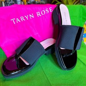 Taryn Rose Torte Black Patent Leather Thong Sandals Size 6m